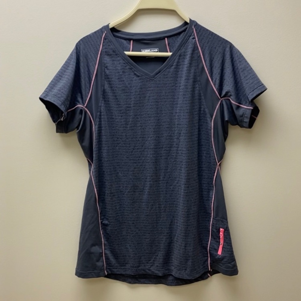 Gray Athletic T-Shirt w/ Zipper Pocket